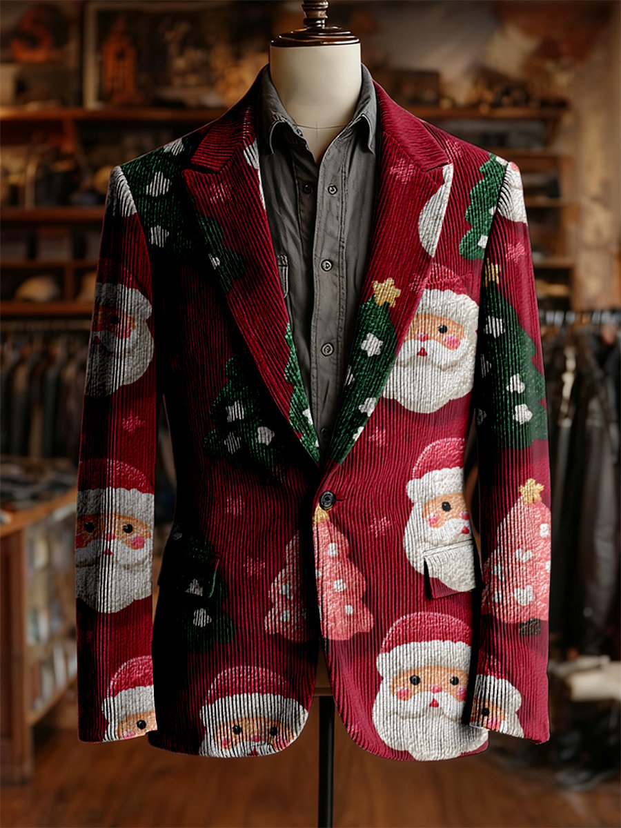 Men's Vintage Casual Christmas Party Corduroy Blazer