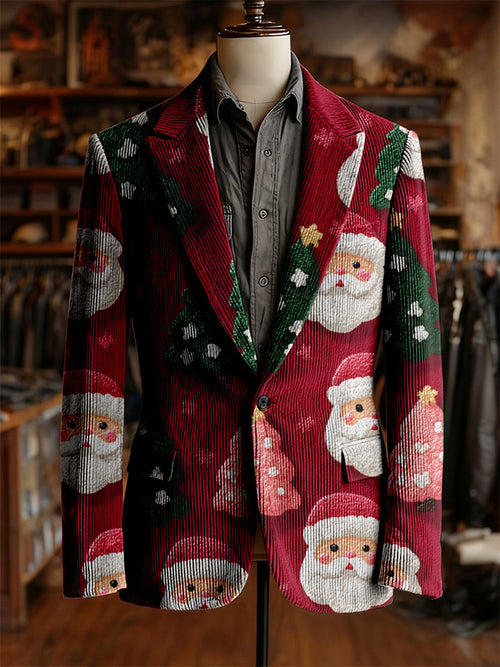 Men's Vintage Casual Christmas Party Corduroy Blazer