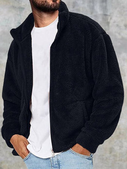 Men's Fleece Thickened Zipper Cardigan Thermal Casual Jacket