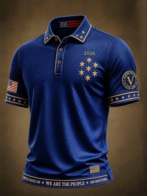 Men's USA 1776-2026 Printed Polo Shirt