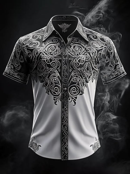 Men's Retro Viking Graphic Short Sleeve Shirt