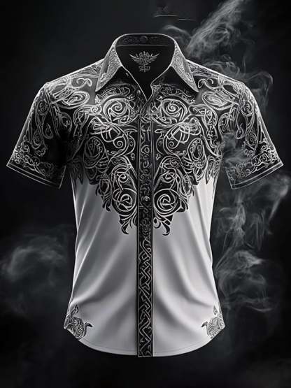Men's Retro Viking Graphic Short Sleeve Shirt