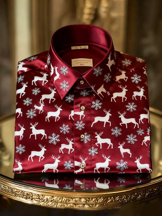Men's Luxury Christmas Party Long Sleeve Button-Down Shirt
