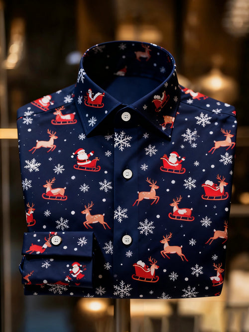 Men's Luxury Christmas Party Long Sleeve Button-Down Shirt