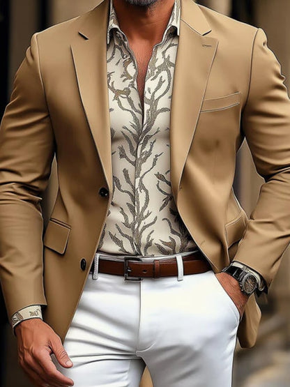 Men'S Casual Solid Color Lapel Single-Breasted Loose Suit