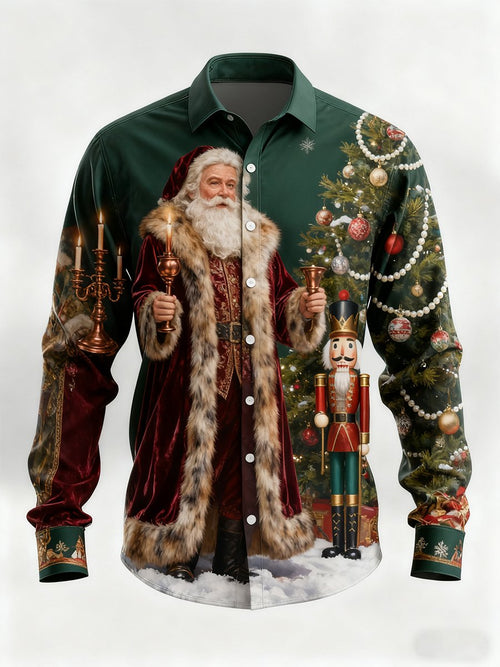 Men's Vintage Christmas Art Long Sleeve Shirt