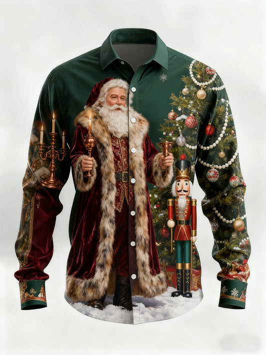 Men's Vintage Christmas Art Long Sleeve Shirt