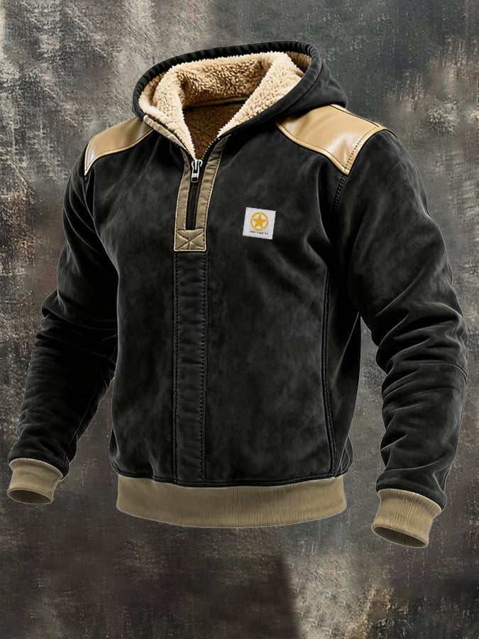 Men's Retro Contrast Color Comfort Zip-Up Sweatshirt
