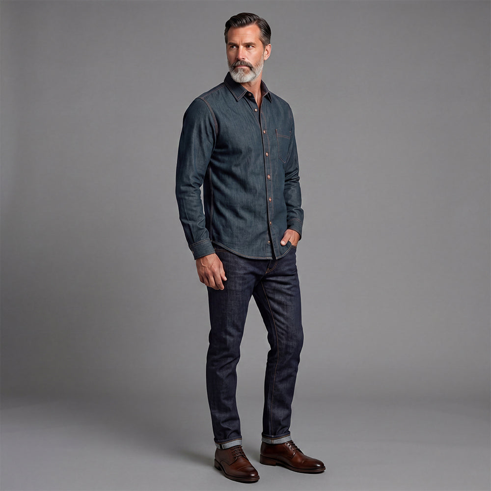Casual Denim Shirt Jacket For Men