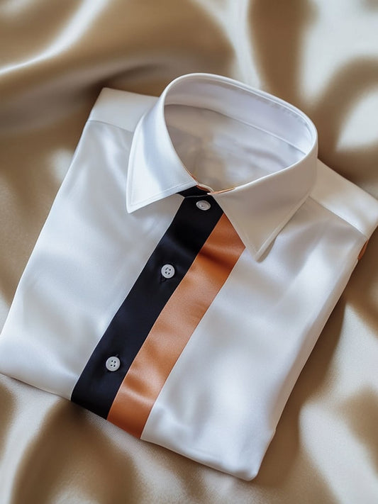 Men's Business Casual Striped Lapel Short Sleeve Shirt