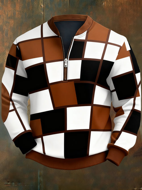 Men's Casual Geometric Color Block Print Sweatshirt