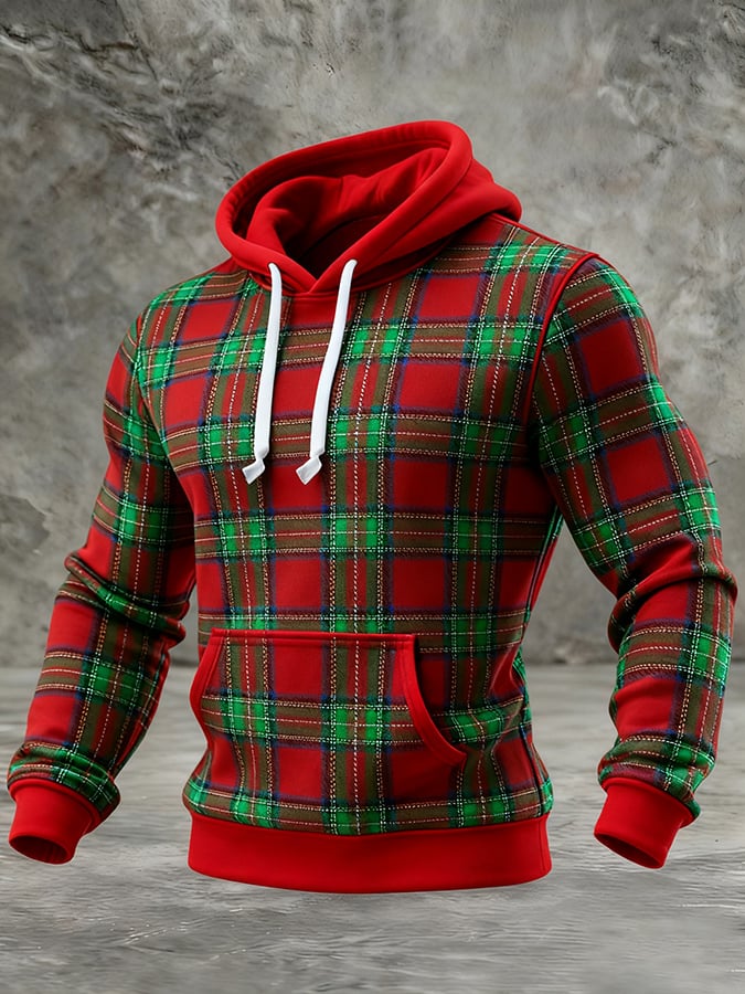 Men's Christmas plaid hoodie