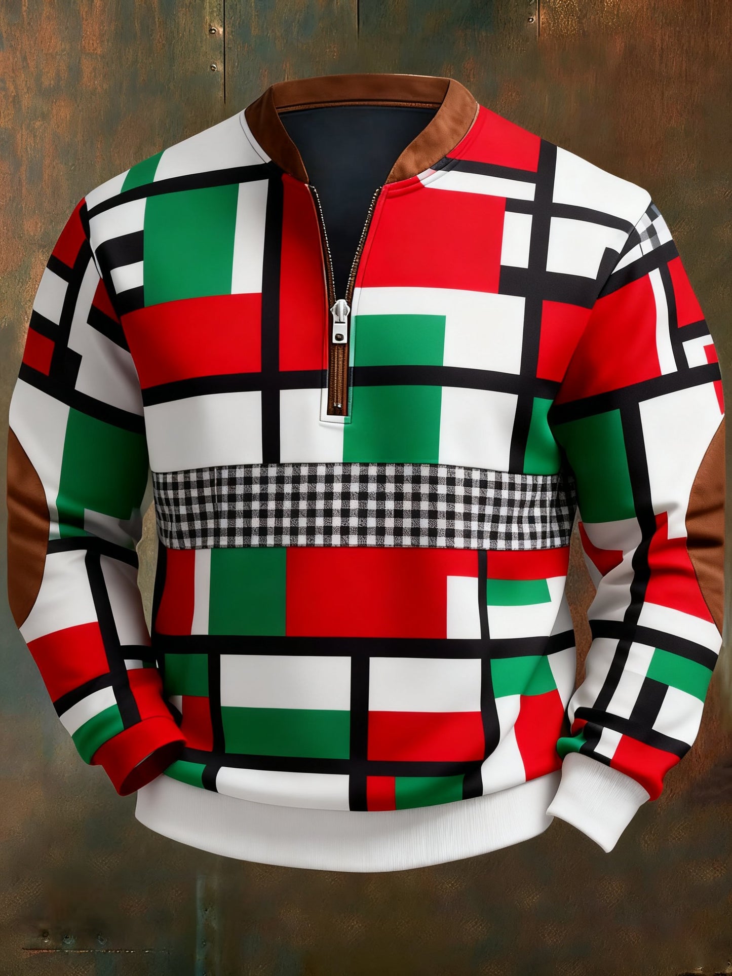 Men's Casual Geometric Color Block Print Sweatshirt