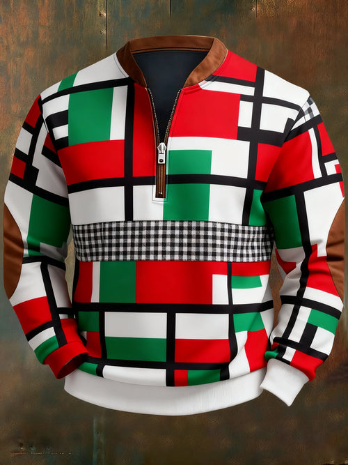 Men's Casual Geometric Color Block Print Sweatshirt