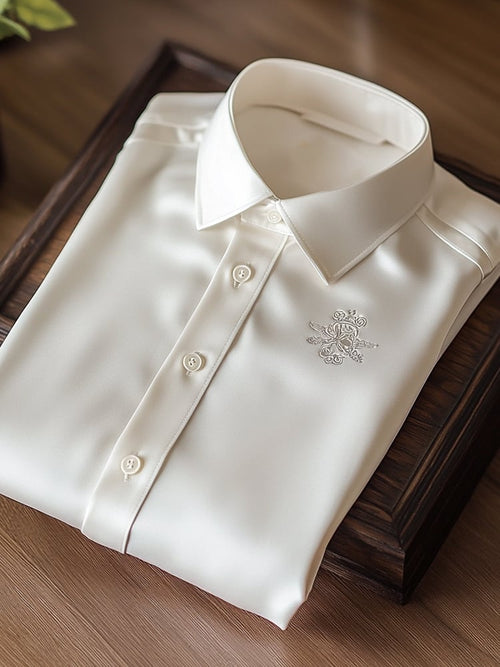 Men's Business Casual Logo Lapel Short Sleeve Shirt