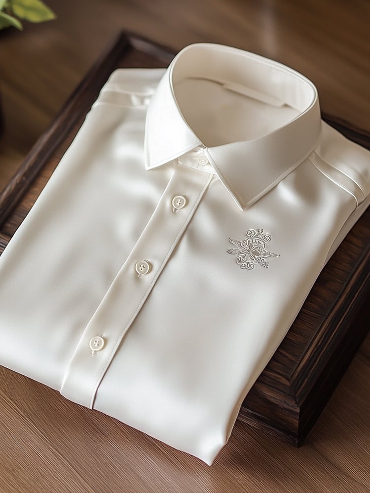 Men's Business Casual Logo Lapel Short Sleeve Shirt