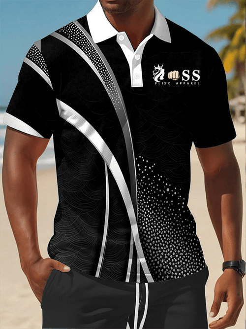 Men's Retro Letter Design Printed Casual Comfortable And Breathable Polo Shirt