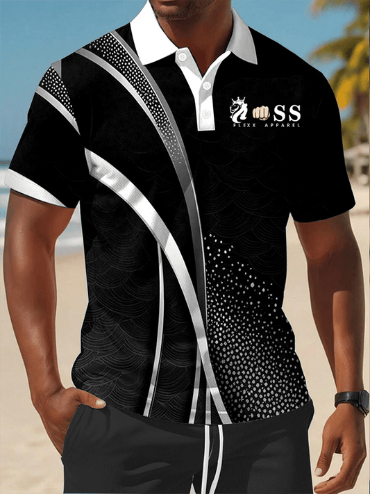 Men's Retro Letter Design Printed Casual Comfortable And Breathable Polo Shirt