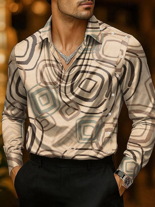 Men's Casual Business Printed Satin Fashion Shirt