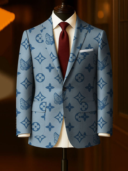 Men's Business Casual Large Pocket Print Blazers