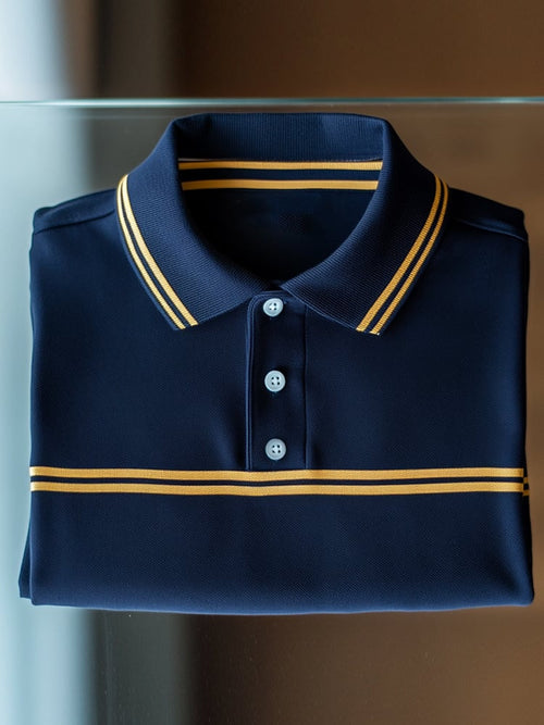 Men's Business Casual Button Short Sleeve Polo Shirt