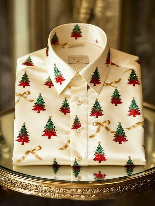 Men's Luxury Christmas Party Long Sleeve Button-Down Shirt