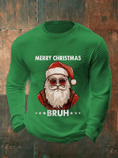 Men's Merry Christmas Santa Claus Printed Casual Long-Sleeved Top