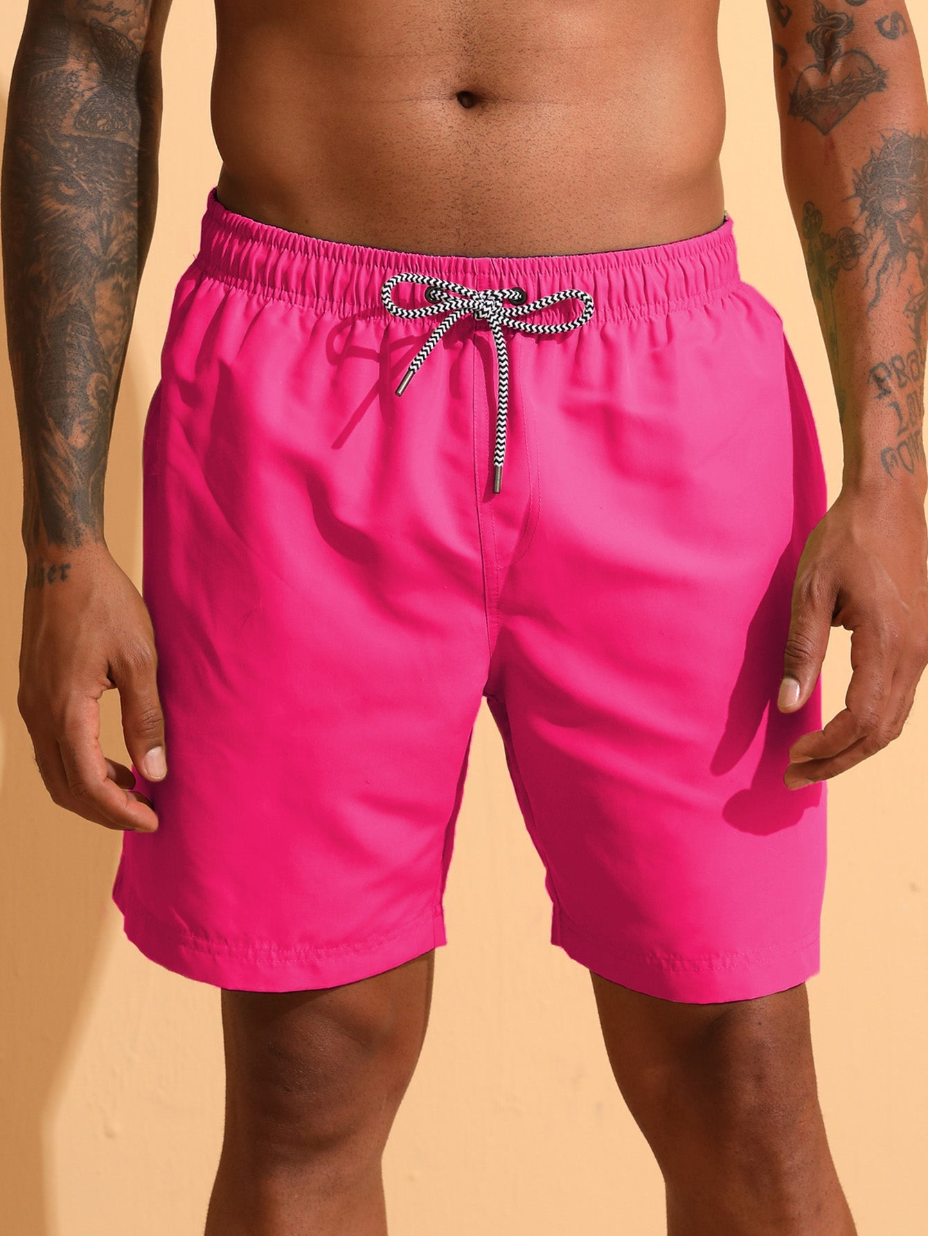 3 Pieces Contrast Waistband Swim Shorts