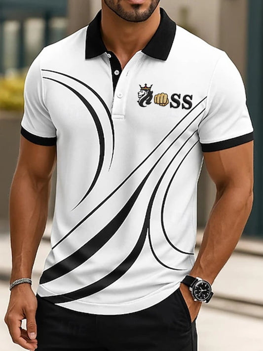 Men's Casual Business Simple Contrast Color Line Polo
