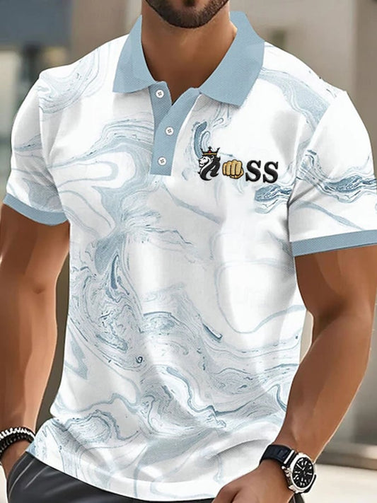 Men's Casual Business Simple Contrast Color Line Polo