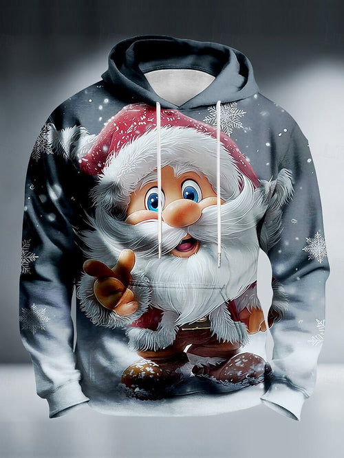Christmas Men's Optical Illusion Santa Claus Hooded Sweatshirt