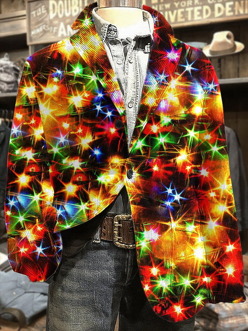 Men's Retro Christmas Lanterns Print Casual Blazer