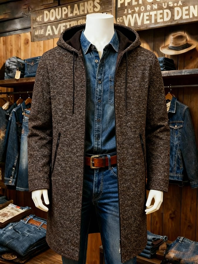 Men's Fashion Heathered Thin Fleece Knitted Cardigan Jacket