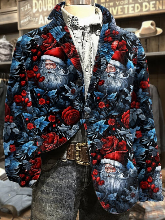 Men's Retro Christmas Art Print Casual Blazer