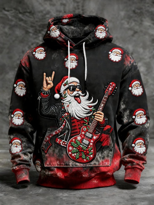 Men's Christmas Black Art Print Hoodie