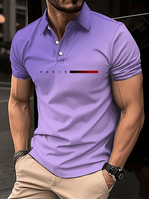 Men's Business Casual Logo Button Short Sleeve Polo Shirt