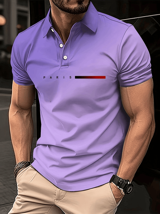 Men's Business Casual Logo Button Short Sleeve Polo Shirt
