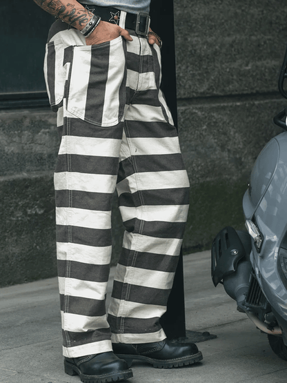 Heavyweight Wide Striped Prisoner Pants