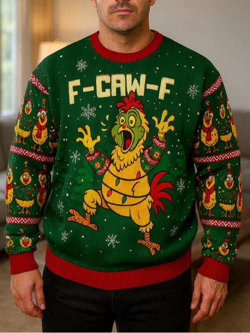Men's Retro F-CAW-F Christmas Printed Sweatshirt