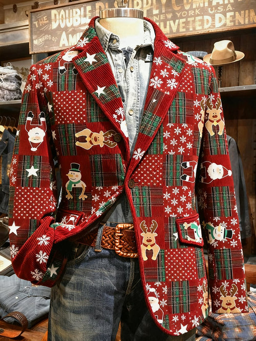 Men's Vintage Casual Christmas Party Corduroy Blazer