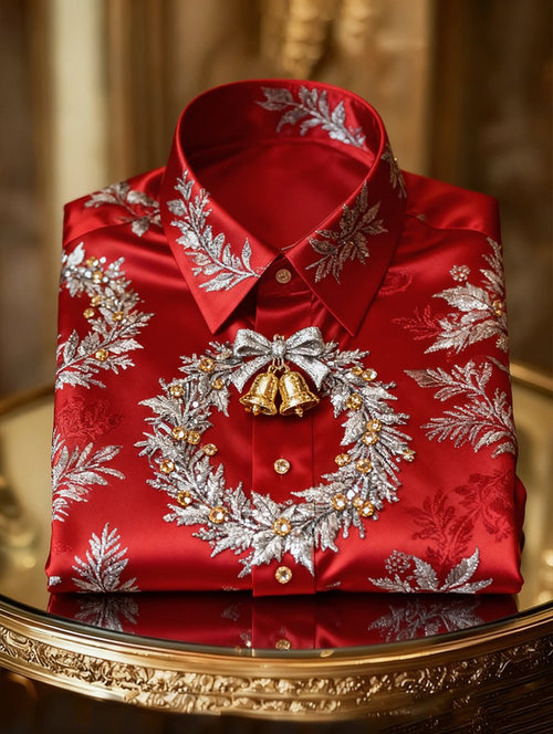 Men's Luxury Christmas Party Long Sleeve Button-Down Shirt