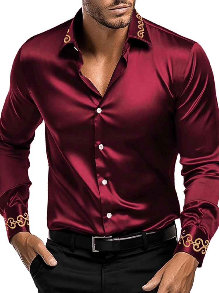 Men's Silk Christmas Luxury Long Sleeve Shirt