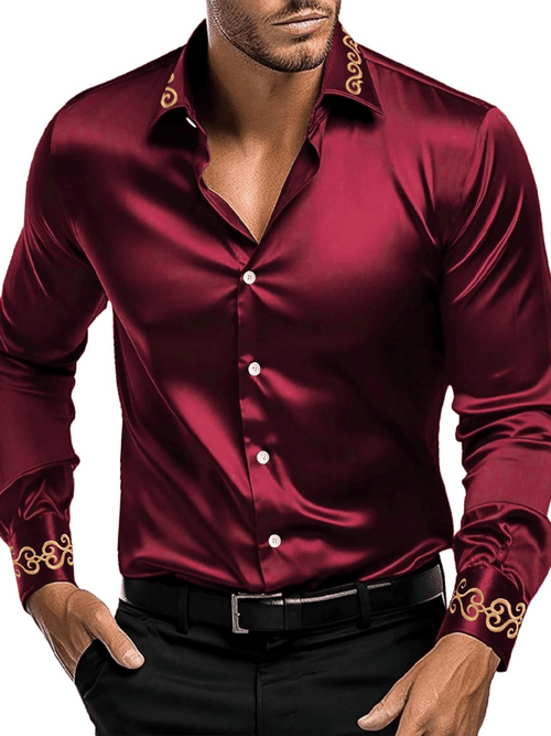 Men's Silk Christmas Luxury Long Sleeve Shirt