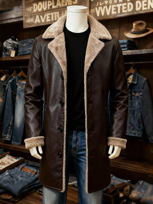 Men'S Plush Large Lapel Fur Mid-Length Coat