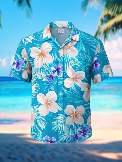 Men's Lapel Hawaiian Retro Casual Vacation Short Sleeve Shirt