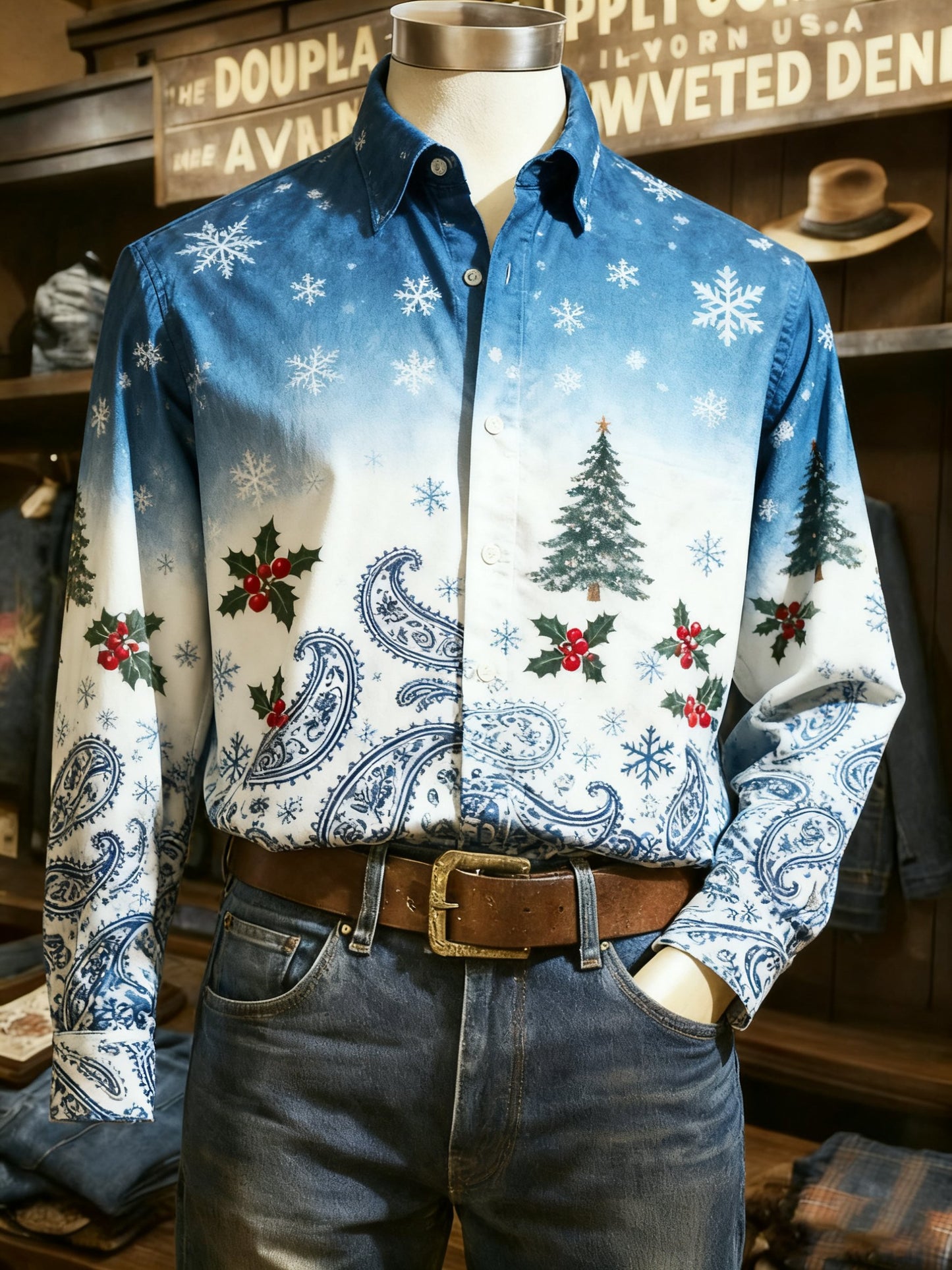 Men's Casual Christmas Long Sleeve Shirt