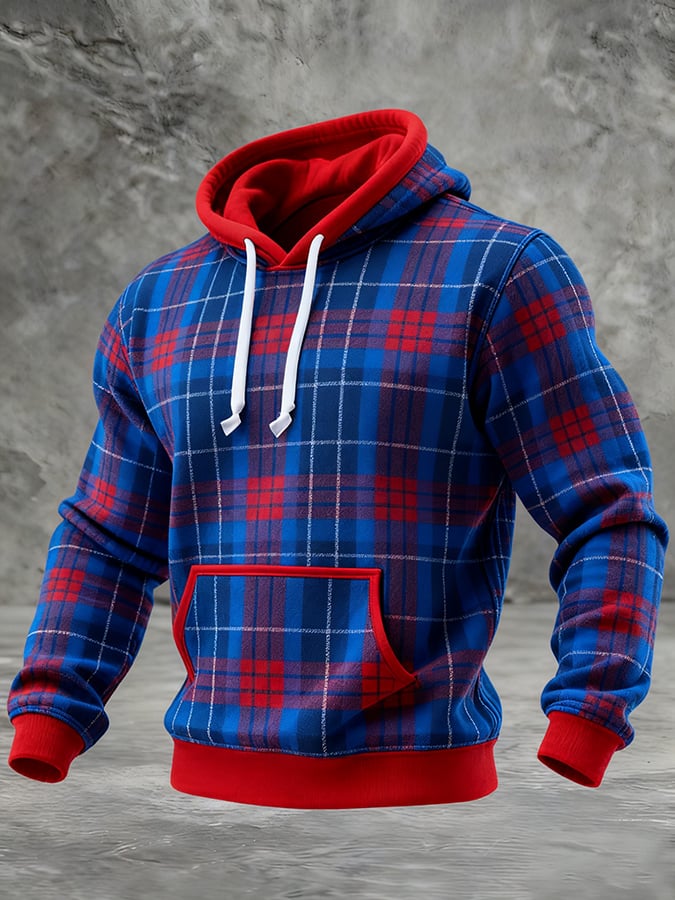 Men's Christmas plaid hoodie