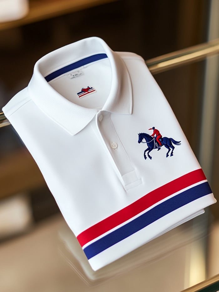 Men's Classic Business Logo Button Short Sleeve Polo Shirt