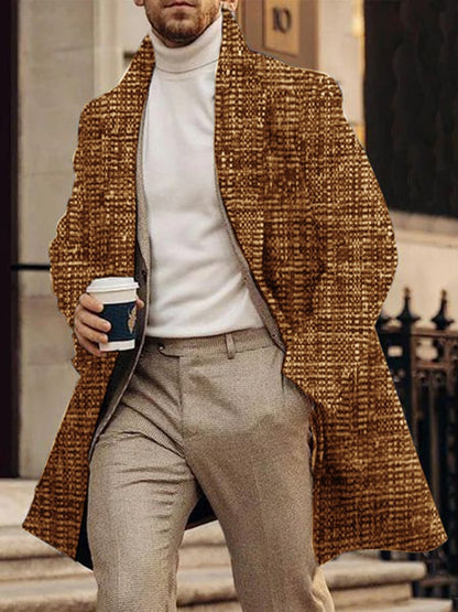 Men's Fashion Printed Casual Woolen Coat
