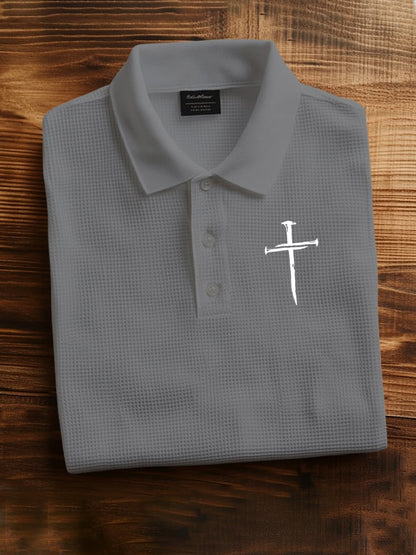 Men'S Faith Cross Print Casual Polo Shirt
